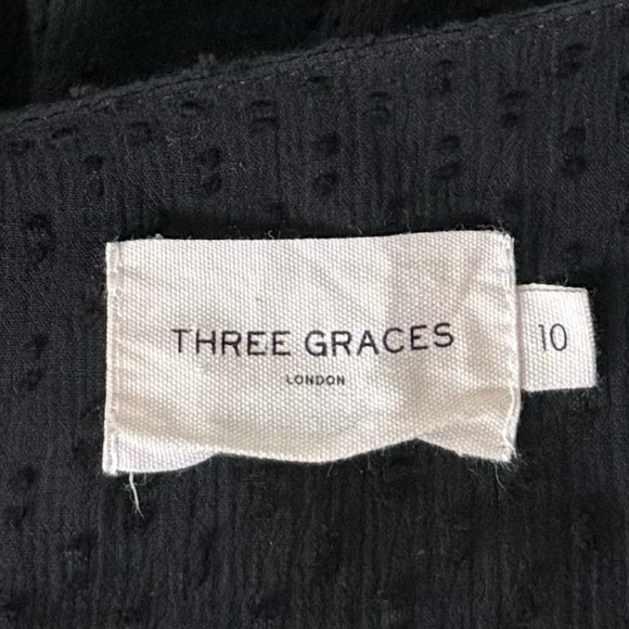 Three Graces London Bronwyn Fil-coupé Cotton Wrap Black Maxi Dress - Picture 9 of 11